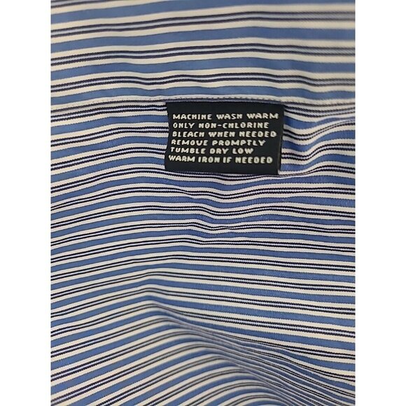 American Living Button Up Shirt Mens 2XL XXL Blue White Striped Pocket - Picture 7 of 8